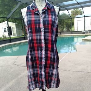 Tommy Hilfiger Sleepwear Red, White And Blue Button Up Nightgown Size Small